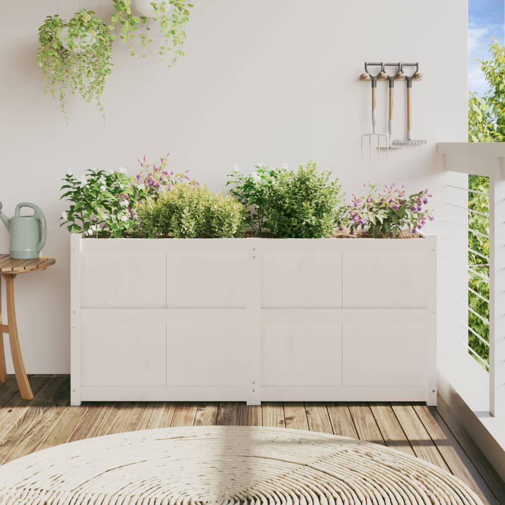 vidaXL Garden Planter White 150x50x70 cm Solid Wood Pine