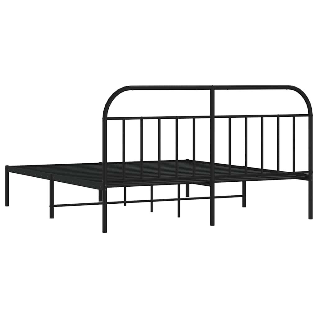 vidaXL Metal Bed Frame without Mattress with Headboard Black 183x213cm