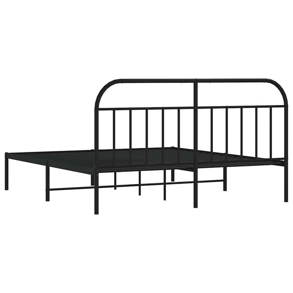 vidaXL Metal Bed Frame without Mattress with Headboard Black 183x213cm