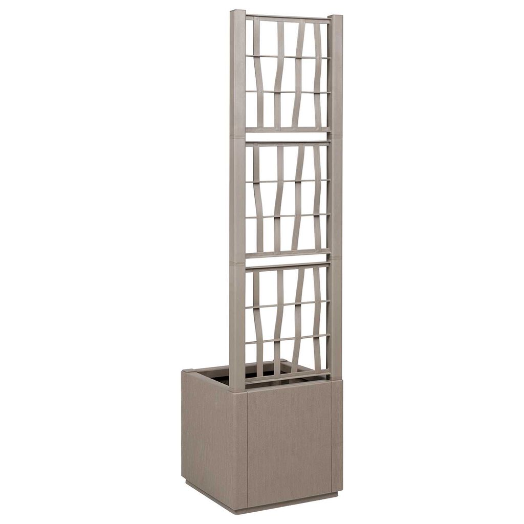 vidaXL Garden Planter with Trellis - Light Brown - 36x36x140 cm - PP