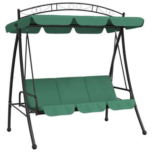 vidaXL Garden Swing Bench with Canopy Green 198 cm Fabric and Steel