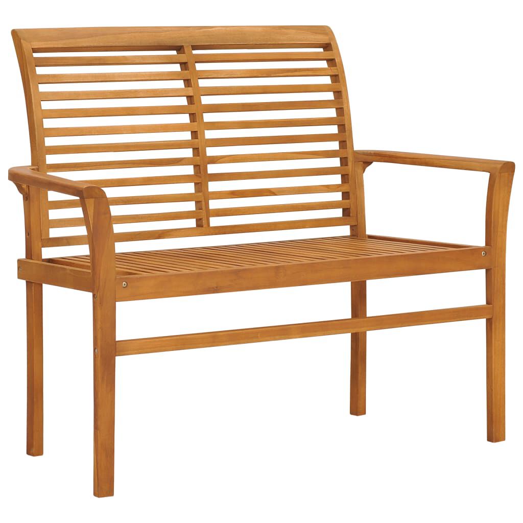 vidaXL Garden Bench with Red Cushion 112 cm Solid Teak Wood
