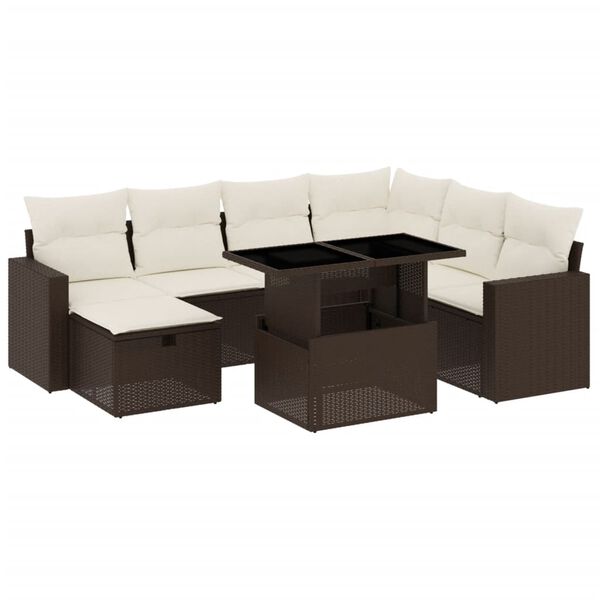 vidaXL 8 Piece Garden Sofa Set with Cushions Brown Poly Rattan