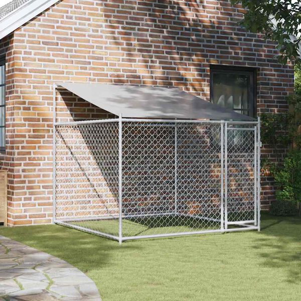 vidaXL Dog Cage with Roof and Door Grey 2x2x2 m Galvanised Steel