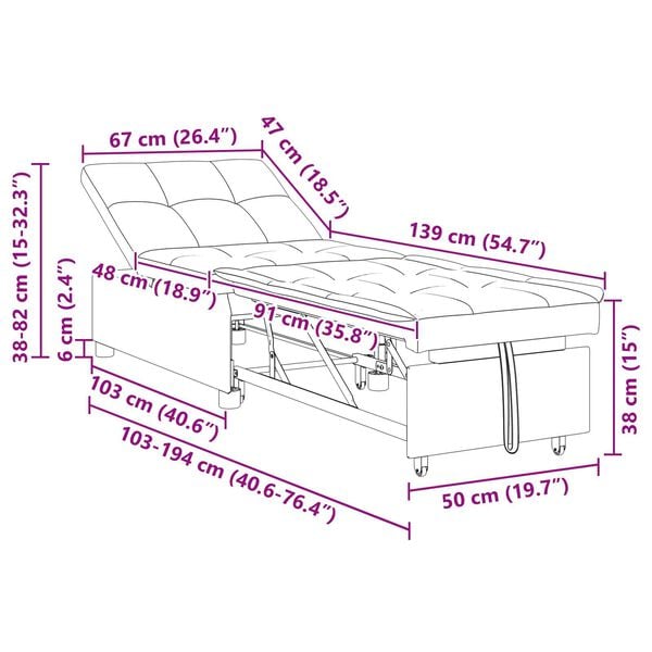 vidaXL 3-in-1 Sofa Bed - Pull-Out Design in Light Grey Fabric