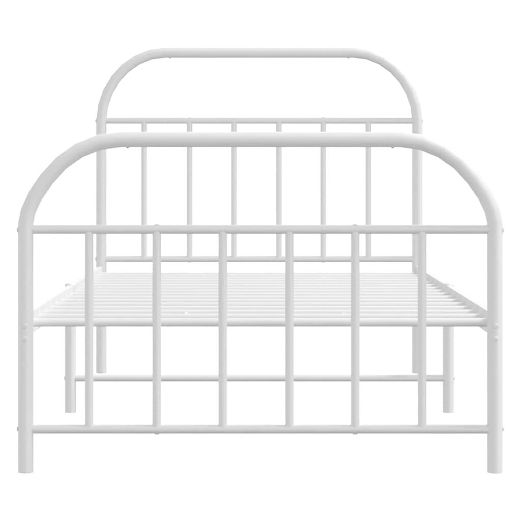 vidaXL Metal Bed Frame without Mattress with Footboard White 100x190cm