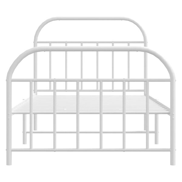 vidaXL Metal Bed Frame without Mattress with Footboard White 100x190cm