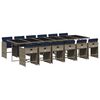vidaXL 13 Piece Garden Dining Set with Cushions Grey Poly Rattan