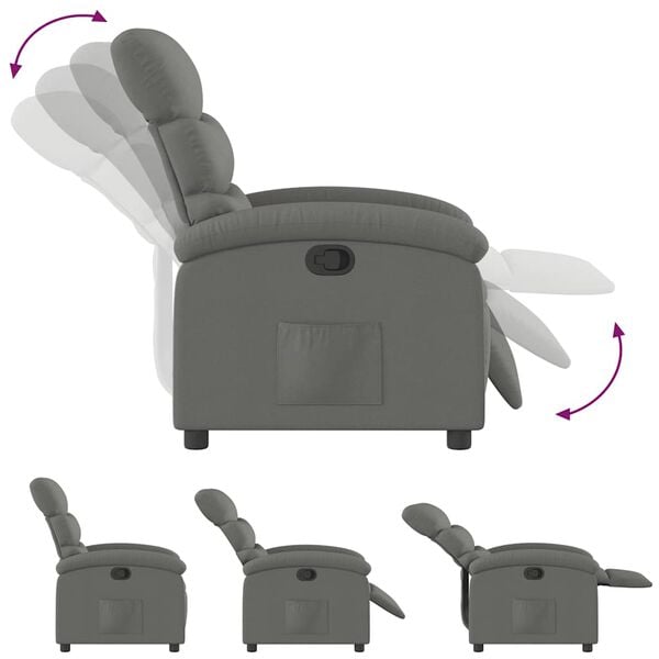 vidaXL Recliner Chair Dark Grey Fabric