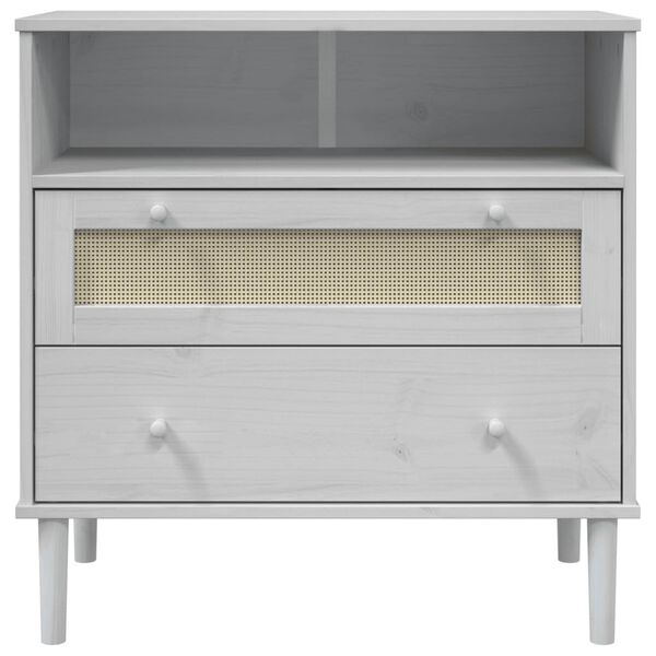 vidaXL Sideboard SENJA Rattan Look White 80x40x80 cm Solid Wood Pine