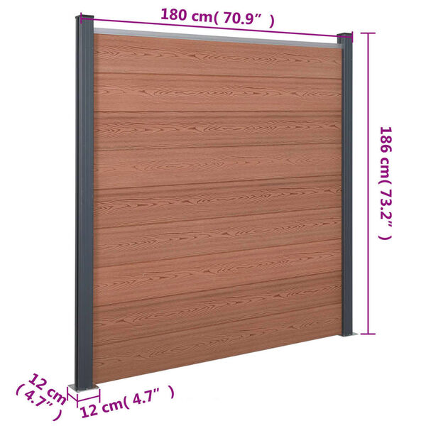 vidaXL Fence Panel Set Brown 180x186 cm WPC