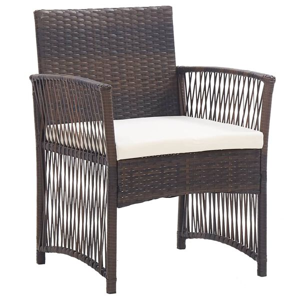 vidaXL Garden Armchairs with Cushions 2 pcs Brown Poly Rattan