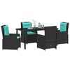 vidaXL Garden Dining Set 5 pcs Black Poly rattan