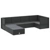 vidaXL 7 Piece Garden Lounge Set with Cushions Black Poly Rattan