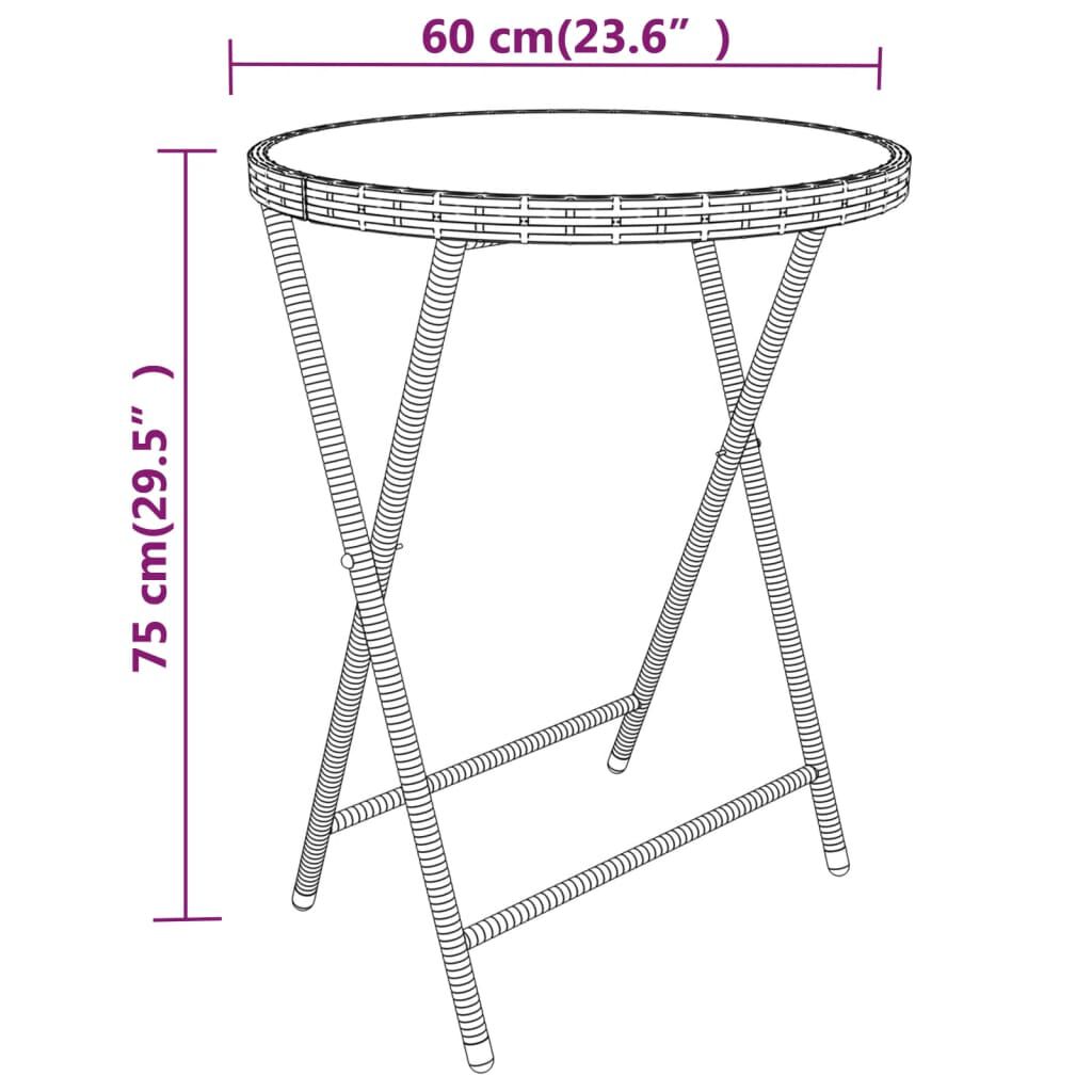 vidaXL 5 Piece Garden Bistro Set Poly Rattan and Tempered Glass Grey