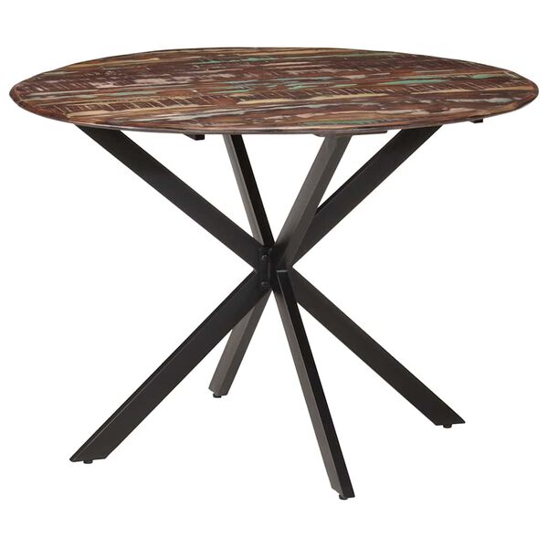 vidaXL Dining Table Ø110x78 cm Solid Wood Reclaimed and Steel