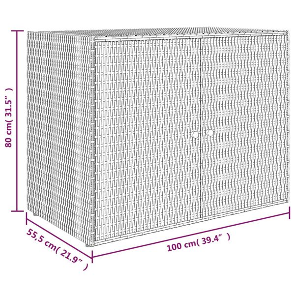 vidaXL Garden Storage Cabinet Black 100x55.5x80 cm Poly Rattan