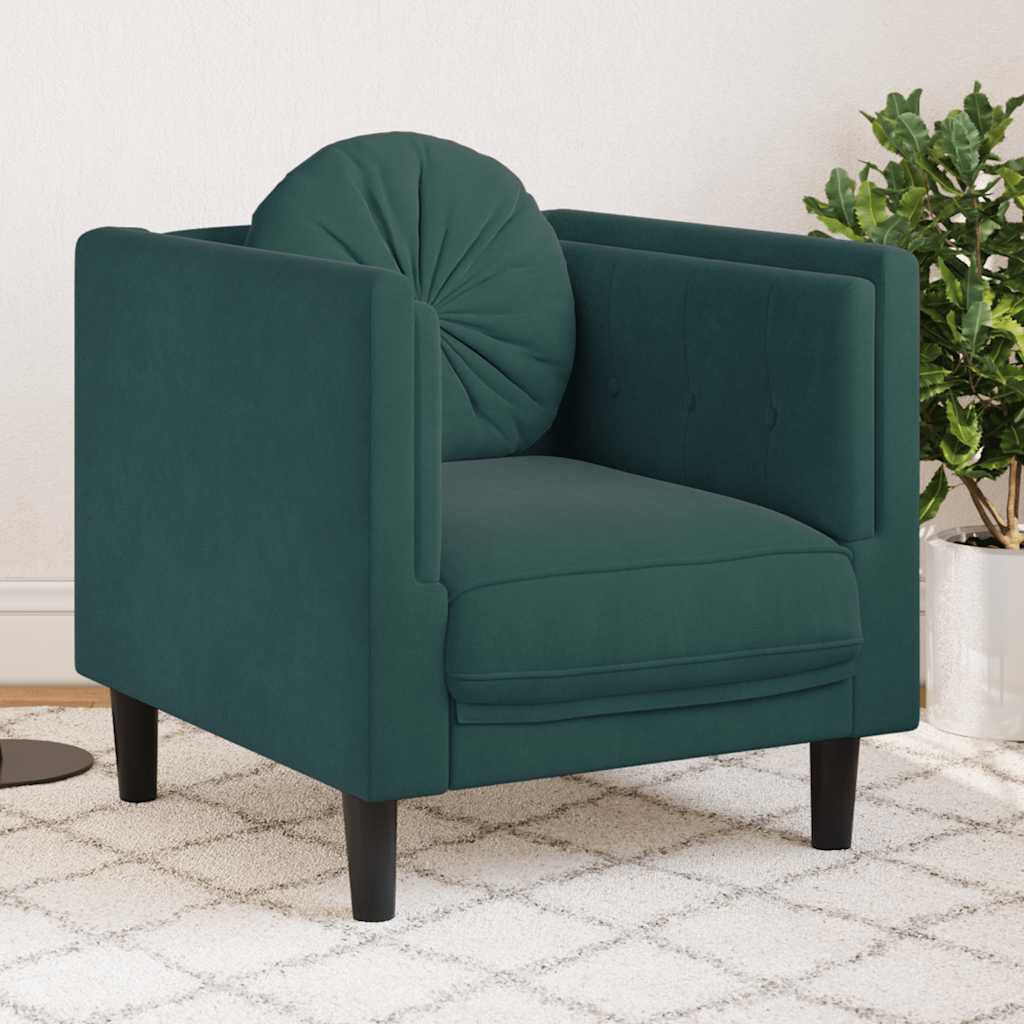 vidaXL Sofa Chair with Cushion Dark Green Velvet