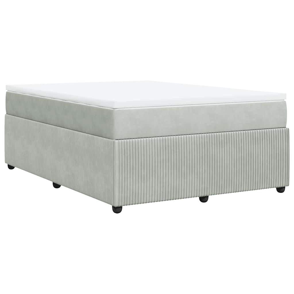 vidaXL Box Spring Bed with Mattress Light Grey Full Velvet
