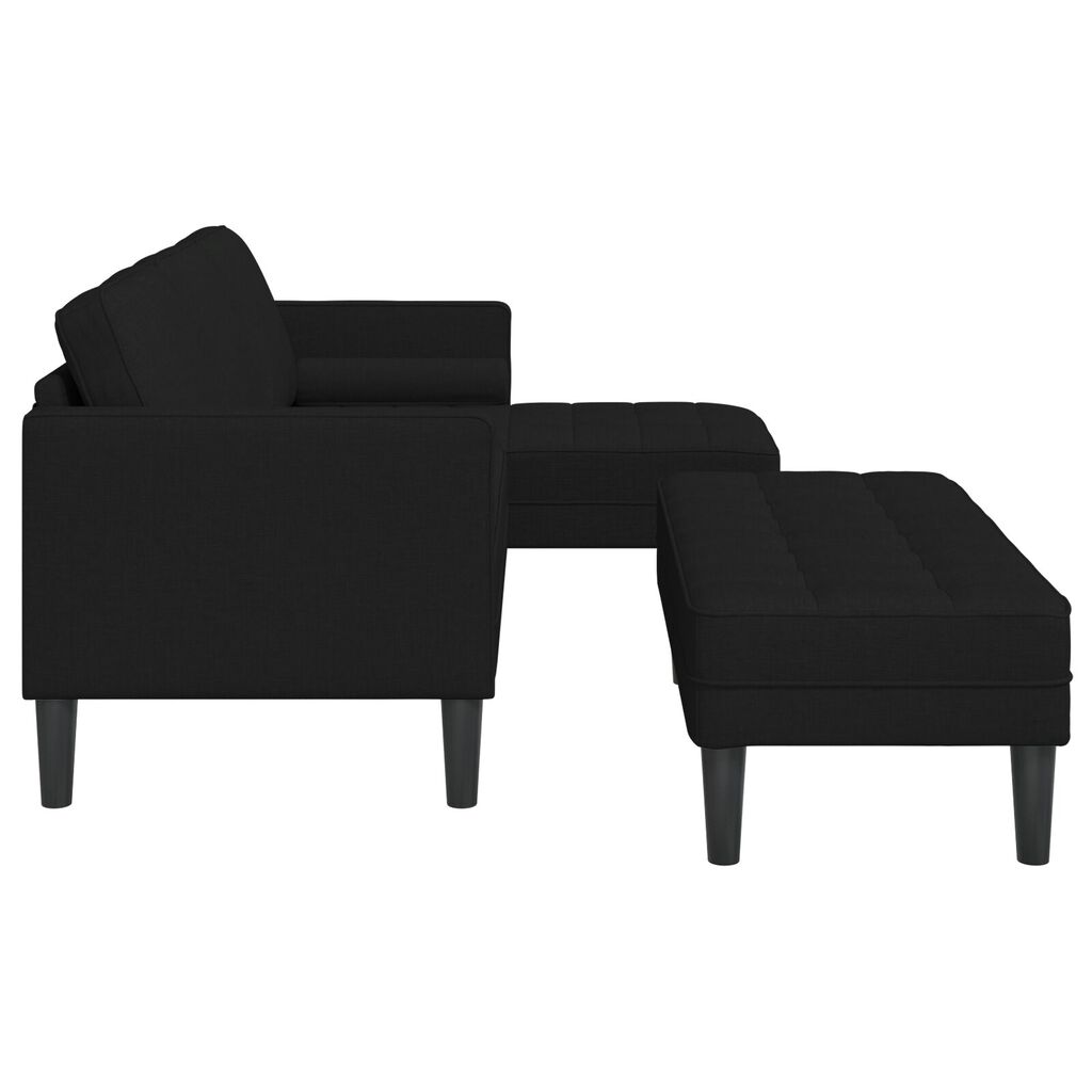 vidaXL 2 Piece Sofa Set with Cushions Black Fabric