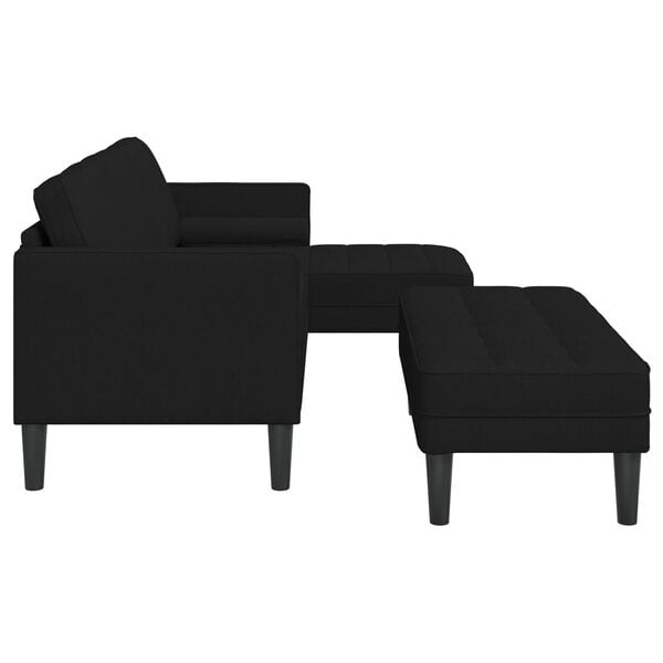 vidaXL 2 Piece Sofa Set with Cushions Black Fabric
