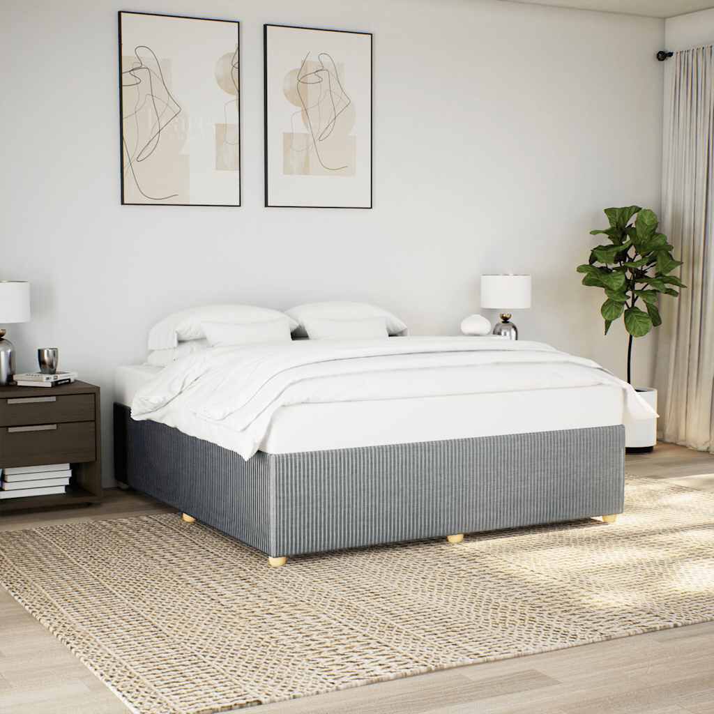 vidaXL Bed Frame without Mattress Light Grey King Fabric