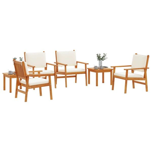 vidaXL 6 Piece Garden Dining Set with Cushions Solid Wood Acacia