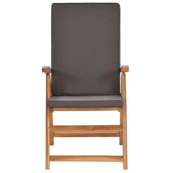 vidaXL Reclining Garden Chairs with Cushions 2 pcs Solid Teak Wood Grey
