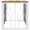 vidaXL Coffee Table Silver Stainless Steel and Solid Wood Acacia