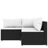 vidaXL 3 Piece Garden Lounge Set with Cushions Black Poly Rattan
