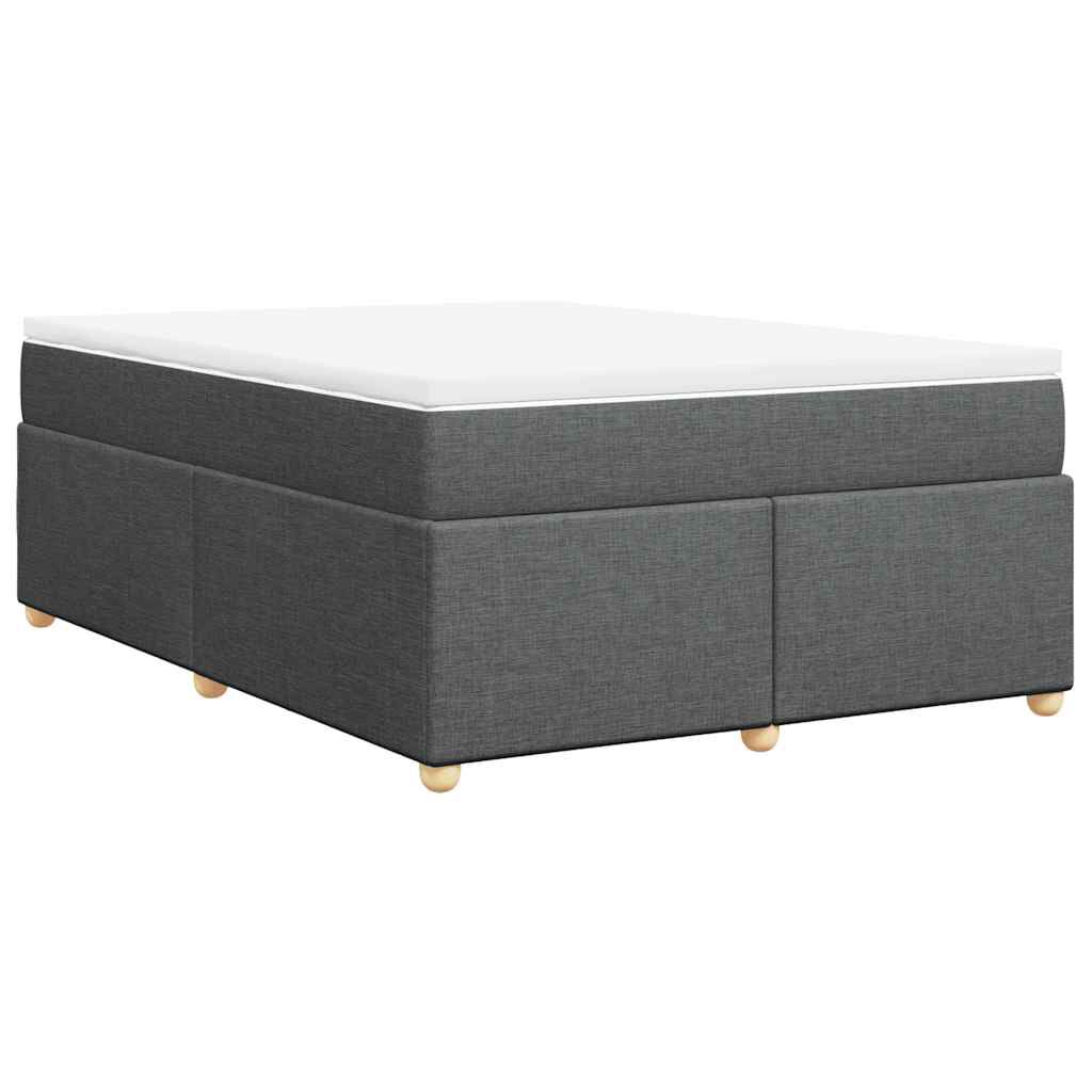 vidaXL Box Spring Bed with Mattress Dark Grey Full Fabric