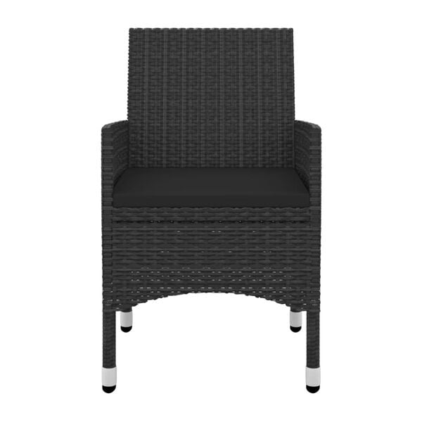 vidaXL 3 Piece Garden Dining Set with Cushions Poly Rattan and Glass