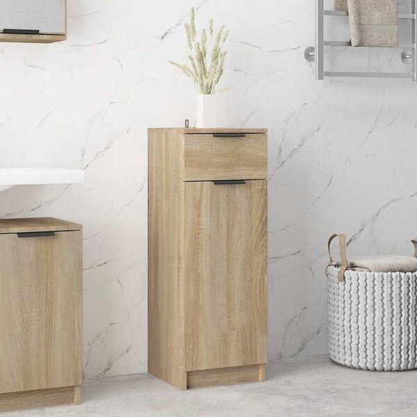 vidaXL Bathroom Cabinet Sonoma Oak 32x33.5x90 cm Engineered Wood