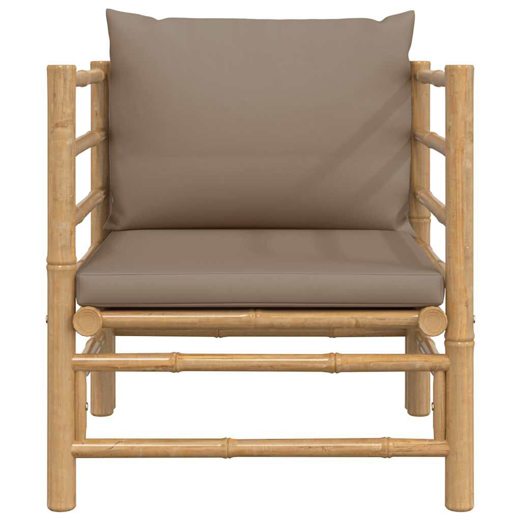 vidaXL Garden Sofa with Taupe Cushions Bamboo