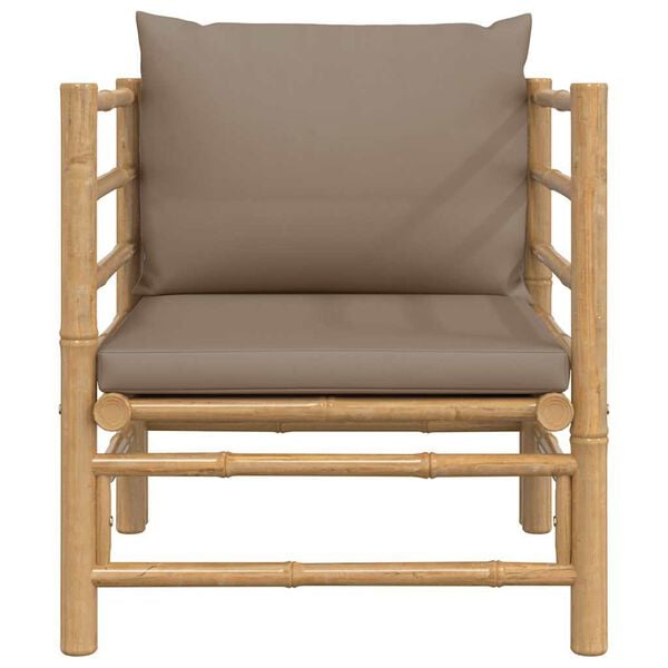 vidaXL Garden Sofa with Taupe Cushions Bamboo