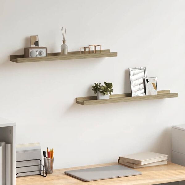 vidaXL Wall Shelves 2 pcs Sonoma Oak 60x9x3 cm