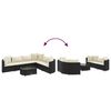 vidaXL 7 Piece Garden Sofa Set with Cushions Black Poly Rattan