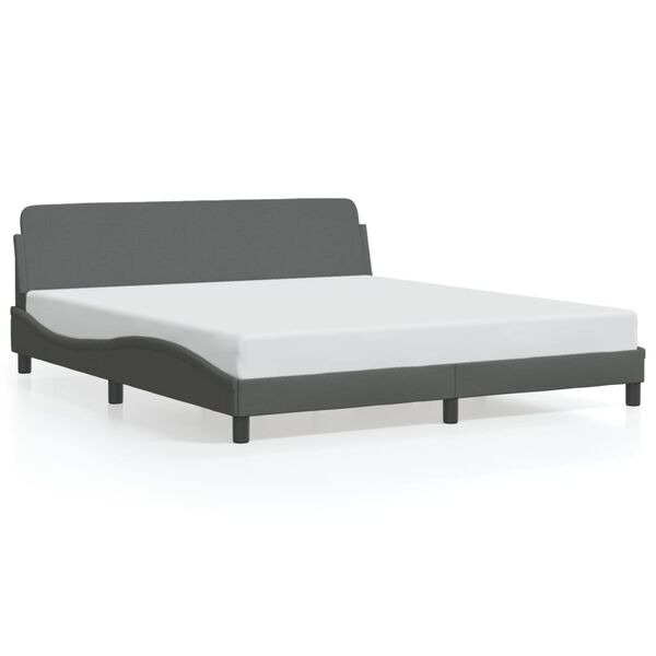 vidaXL Bed Frame "Dover" Dark Grey 152x203 cm Queen Fabric