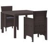 vidaXL Garden Dining Set 3 pcs Brown Polt rattan