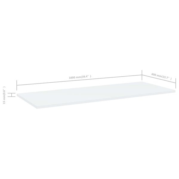 vidaXL Bookshelf Boards 4 pcs White 100x40x1.5 cm Engineered Wood