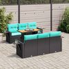 vidaXL 7 Piece Garden Sofa Set with Cushions Black Poly Rattan
