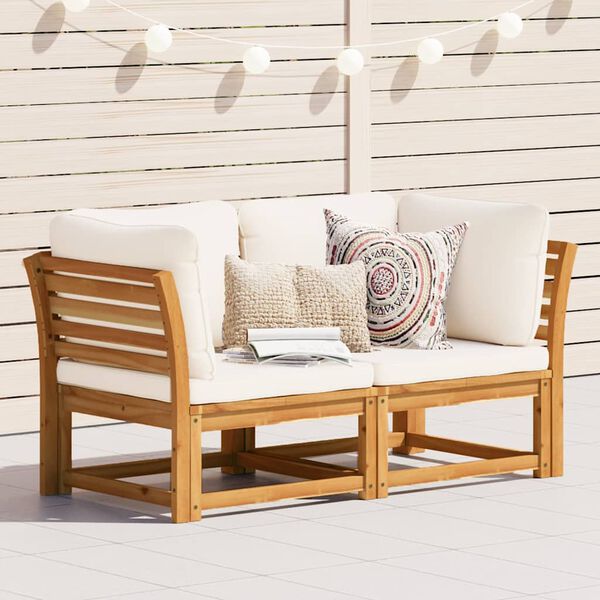 vidaXL Garden Sofa with Cushions 2-Seater Solid Wood Acacia