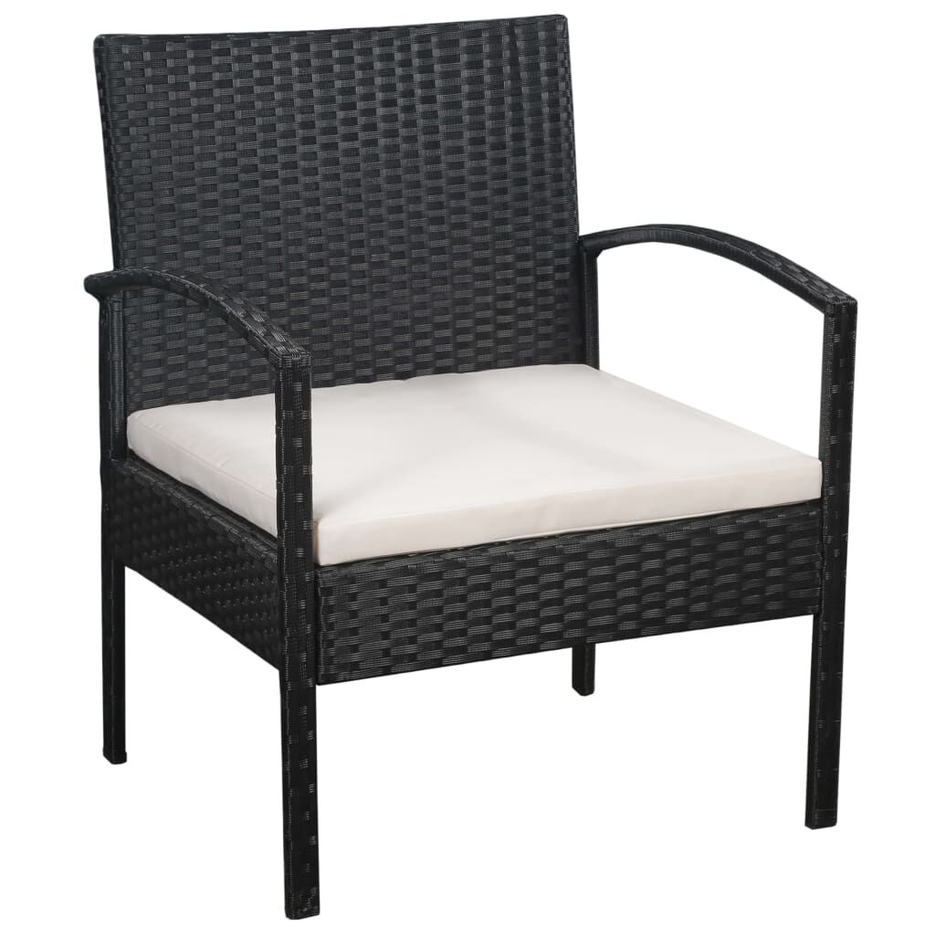 vidaXL 5 Piece Garden Lounge Set with Cushions Poly Rattan Black