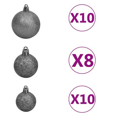 vidaXL Upside-down Artificial Pre-lit Christmas Tree with Ball Set 210 cm
