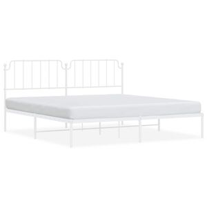 vidaXL Metal Bed Frame without Mattress with Headboard White 193x203cm