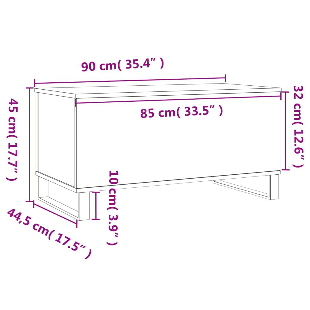 vidaXL Coffee Table Brown Oak 90x44.5x45 cm Engineered Wood