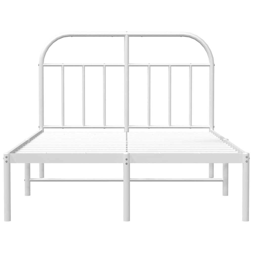 vidaXL Metal Bed Frame without Mattress with Headboard White 135x190cm