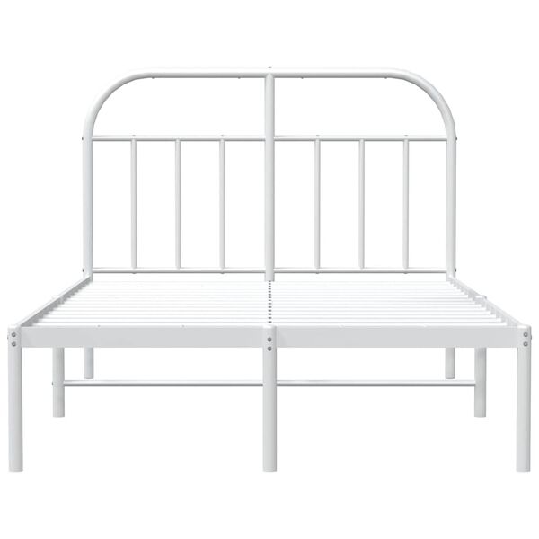 vidaXL Metal Bed Frame without Mattress with Headboard White 135x190cm