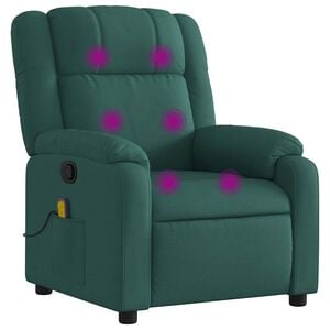 vidaXL Massage Recliner Chair Dark Green Fabric