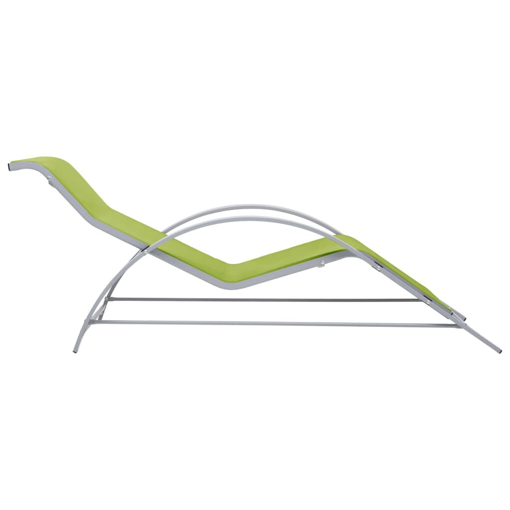 vidaXL Sun Loungers 2 pcs with Table Aluminium Green